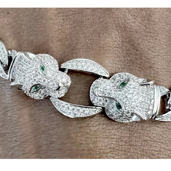 Hip Hop Iced out bling Cuban Link Curb Chain white gold fill Zirconia Necklace - Picture 7 of 10